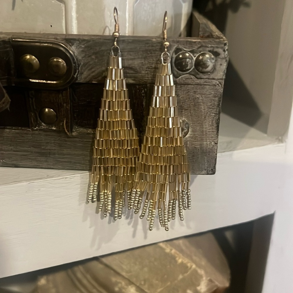 Hand Beaded Long Earrings